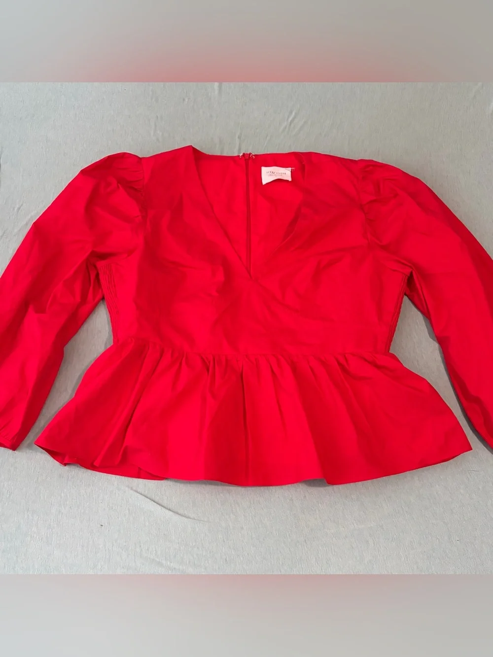 Tuckernuck Hyacinth House Cherry Red Elaina V-Neck Peplum Top